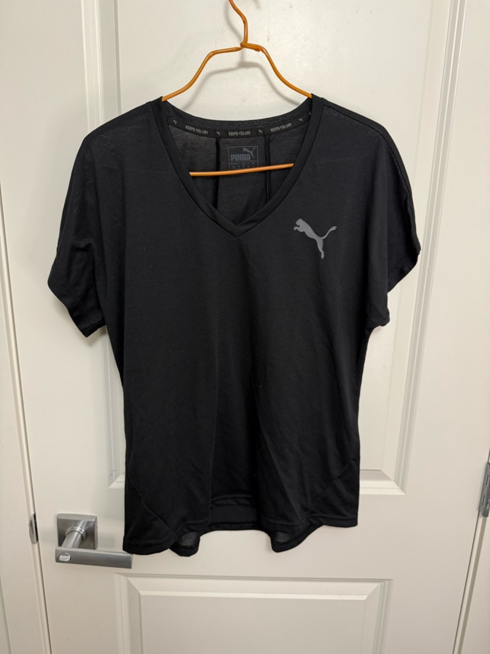 Puma Women's Black V-Neck Performance  in size M